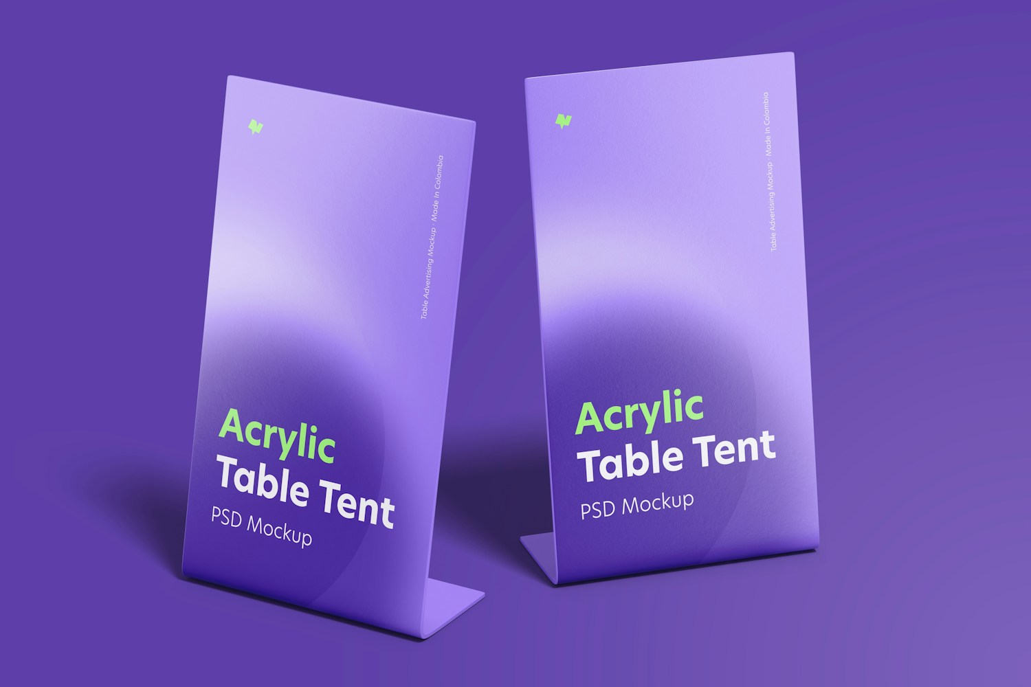 Acrylic Table Tents Mockup, Front View
