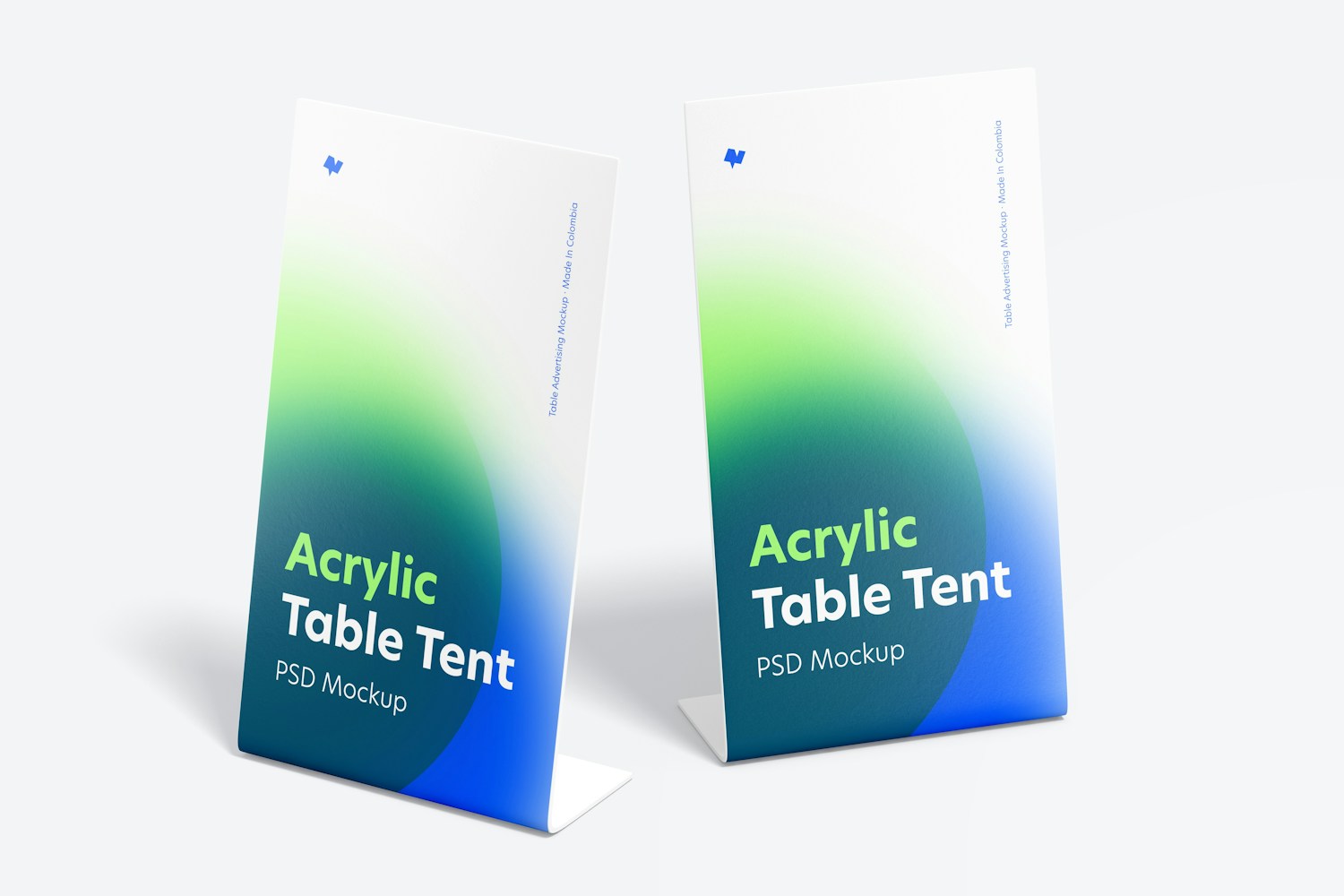 Acrylic Table Tents Mockup, Front View