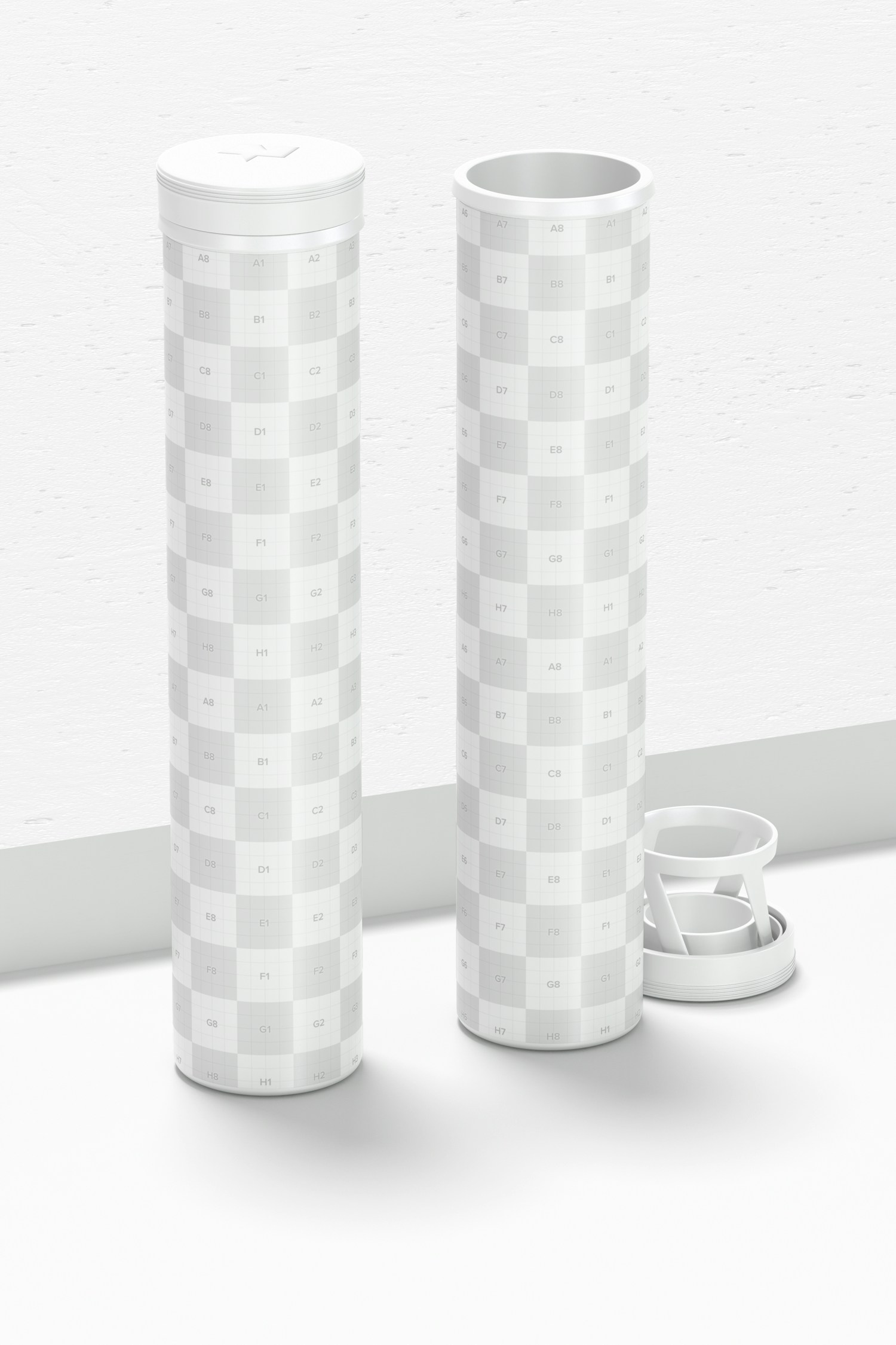 Effervescent Tablet Bottles Mockup, Front View Effervescent Tablet Bottles Mockup, Front View