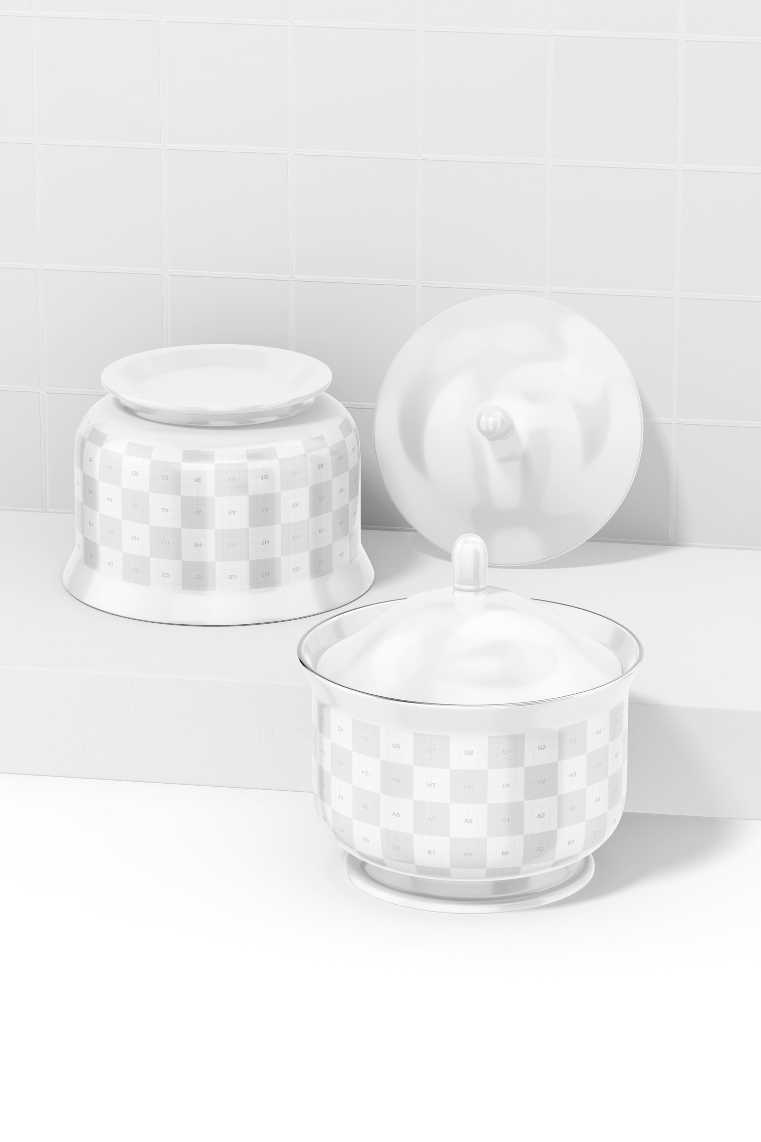 Ceramic Candy Jar Mockup, Leaned