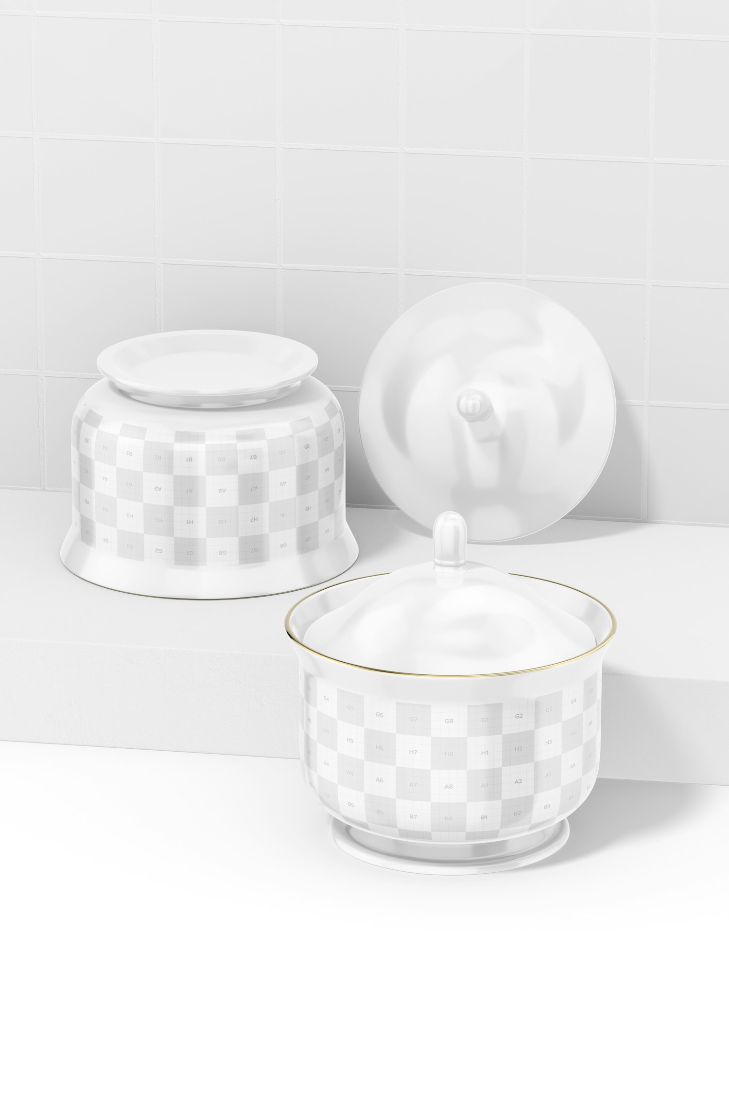 Ceramic Candy Jar Mockup, Leaned Ceramic Candy Jar Mockup, Leaned