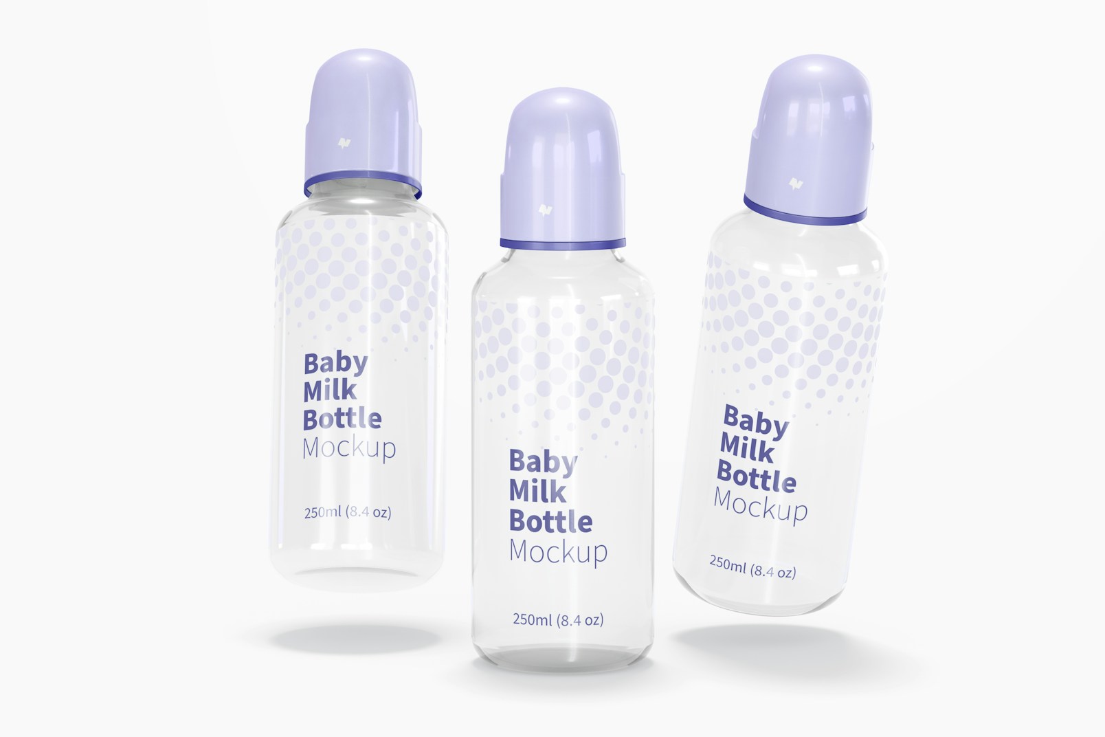 Baby Milk Bottles Mockup, Falling