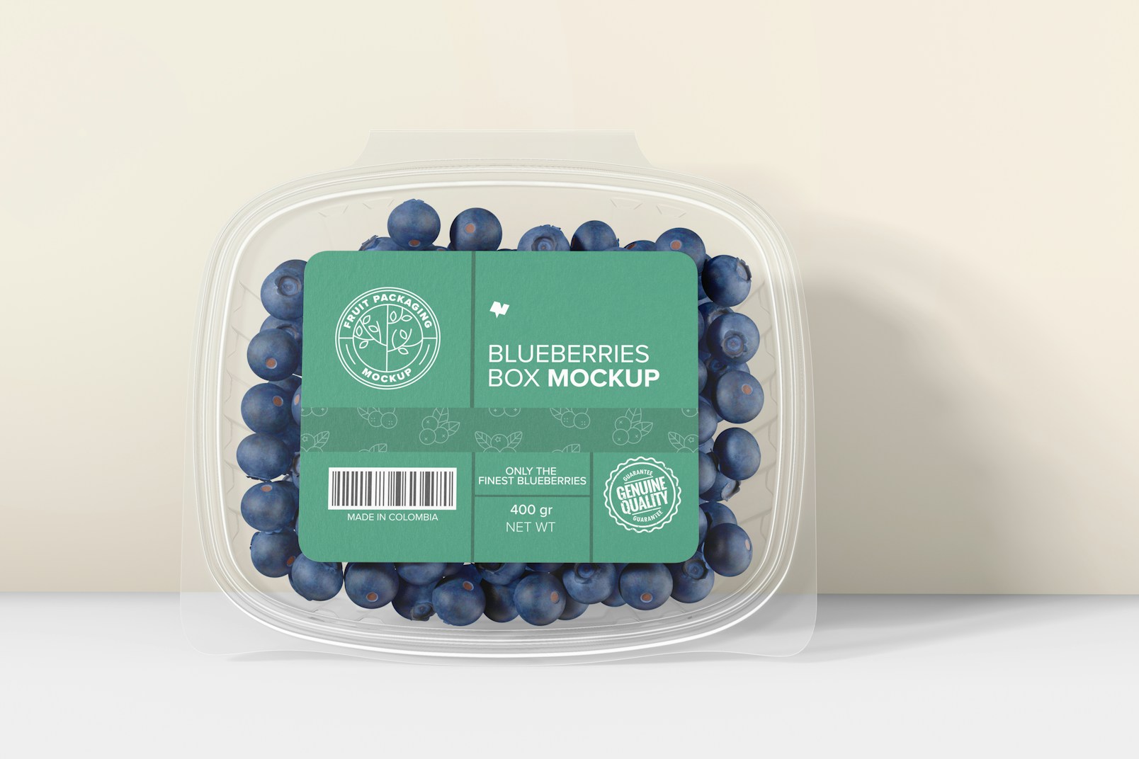 Blueberries Box Mockup, Front View