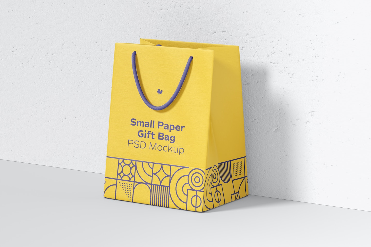 Small Paper Gift Bag With Rope Handle Mockup, Perspective