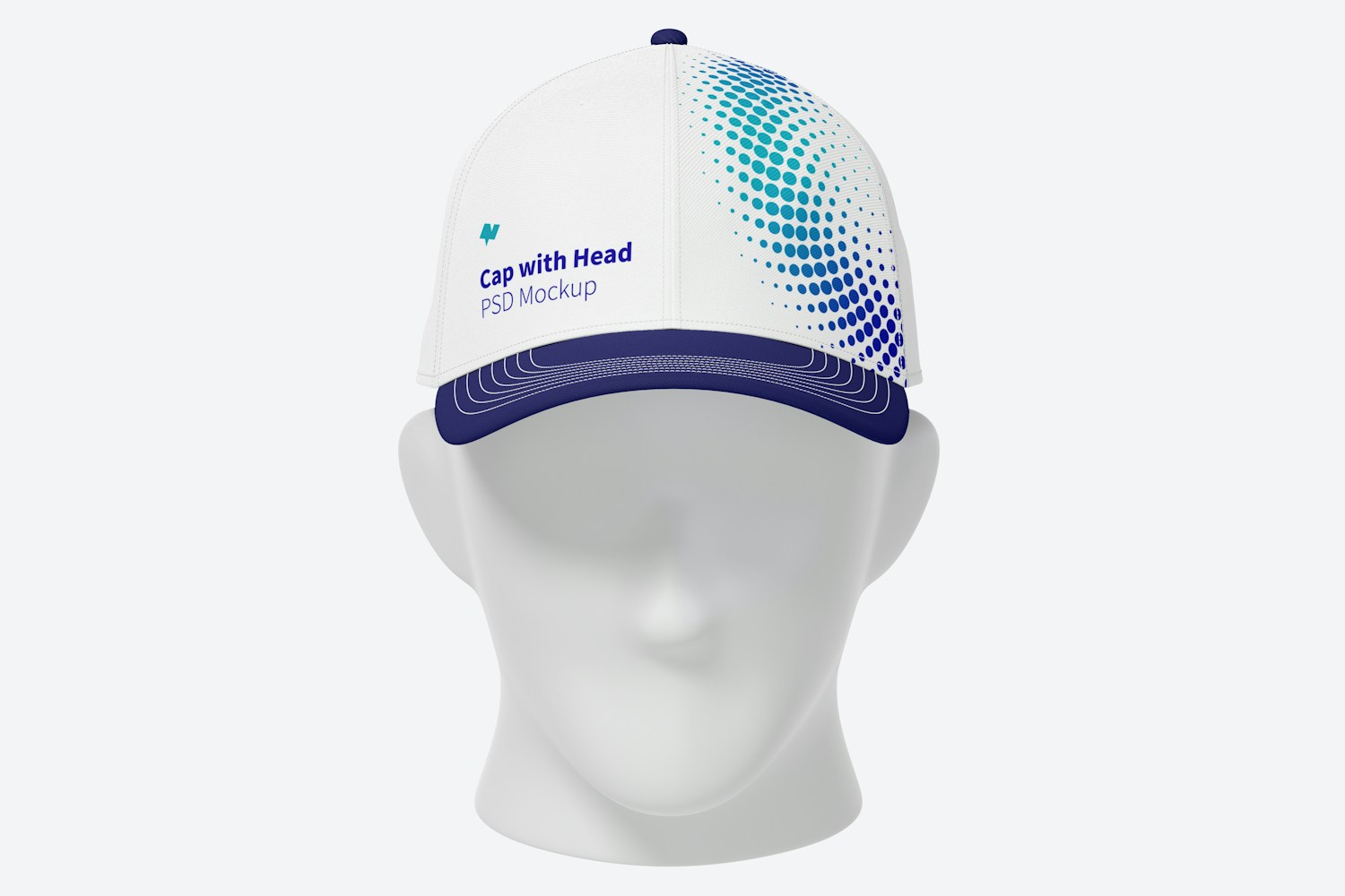 Cap with Head Mockup, Front View