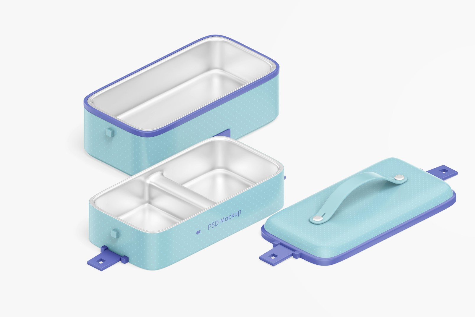 Portable Electric Lunch Box Mockup, Isometric Left View