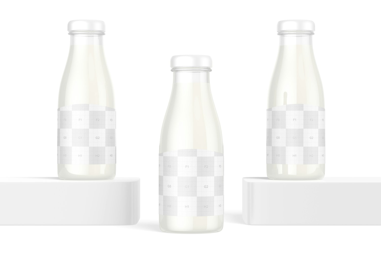 11 oz Glass Milk Bottles Set Mockup