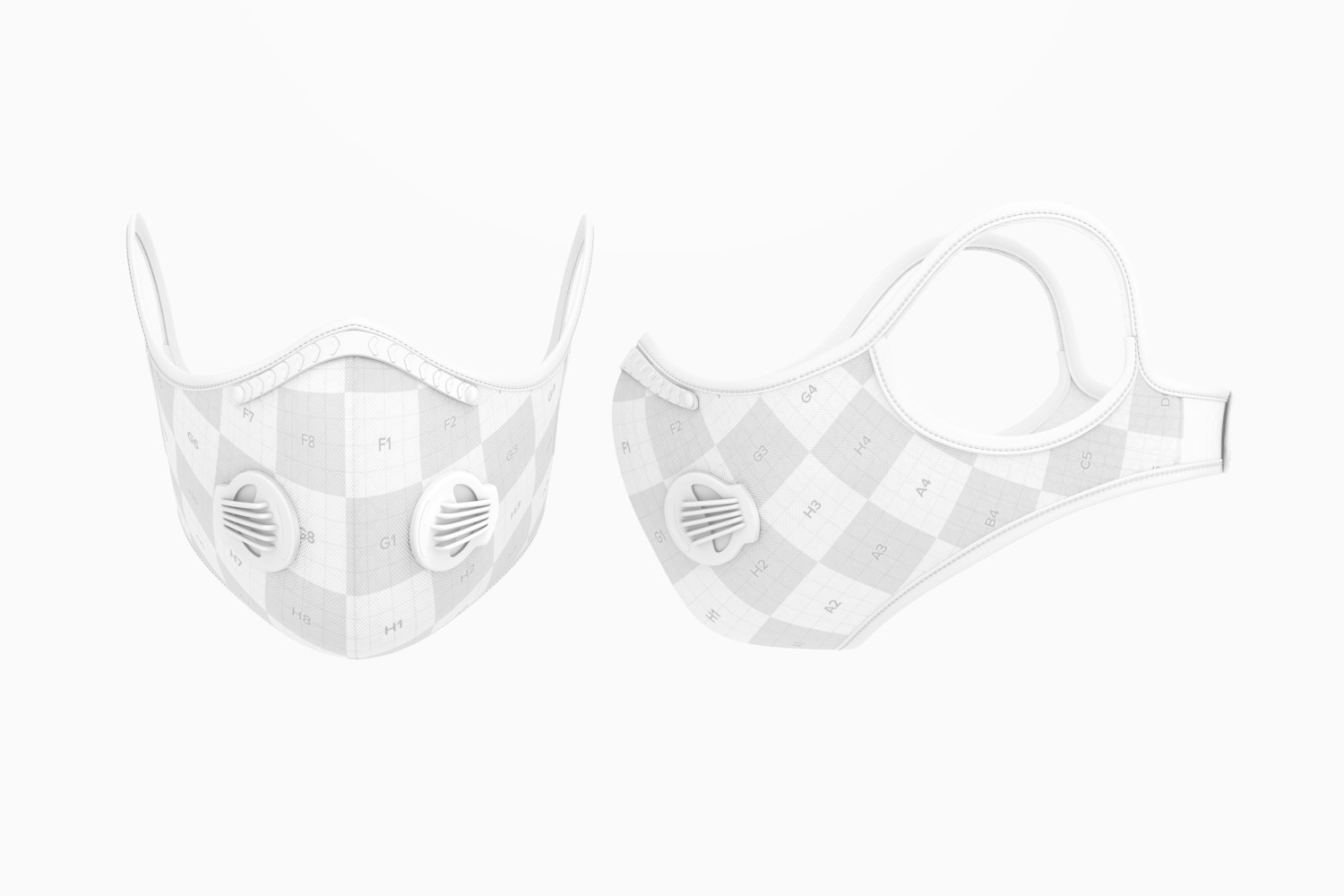 Reusable Mask with Filters Mockup, Front and Side View