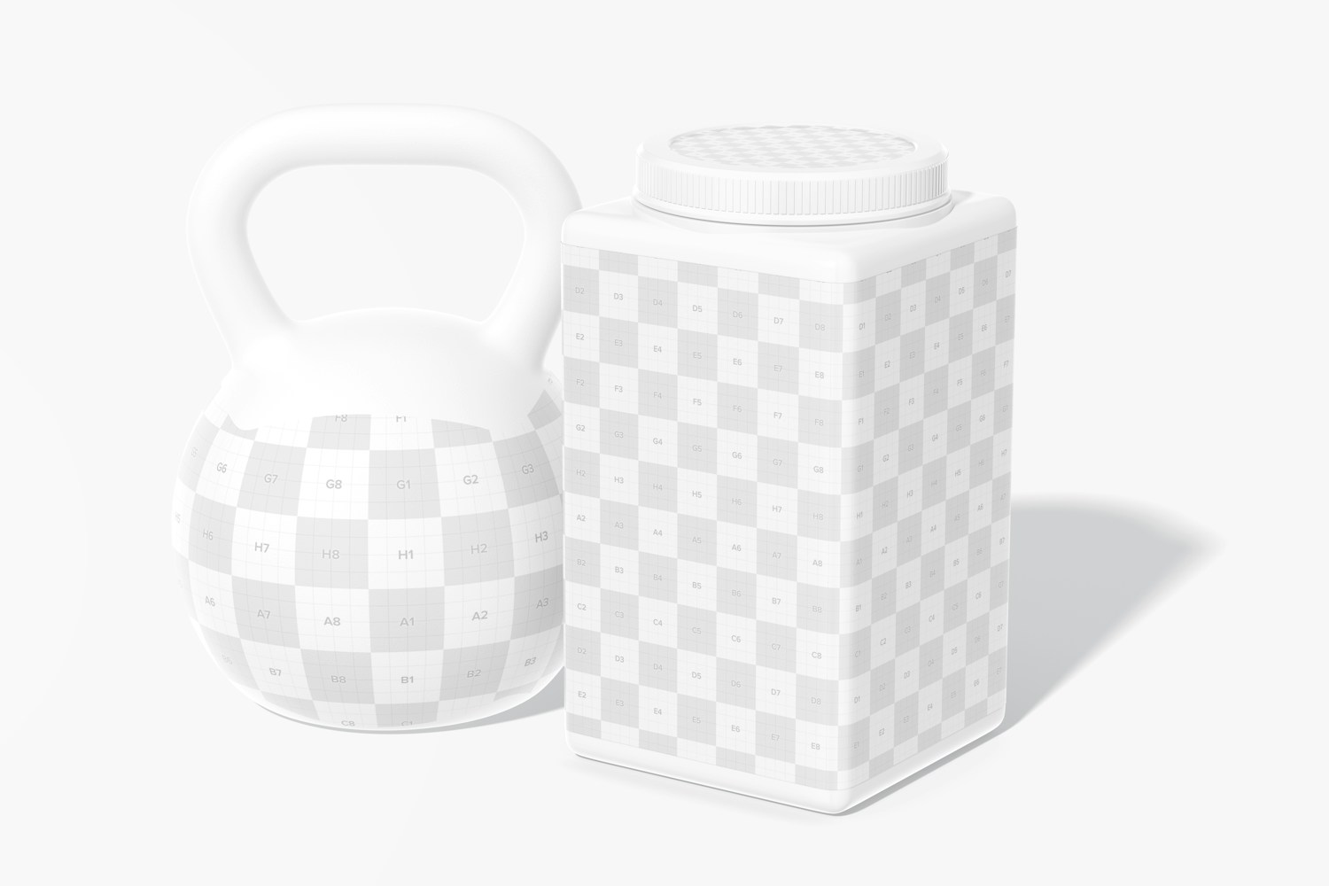 Square Protein Powder Container Mockup, Perspective