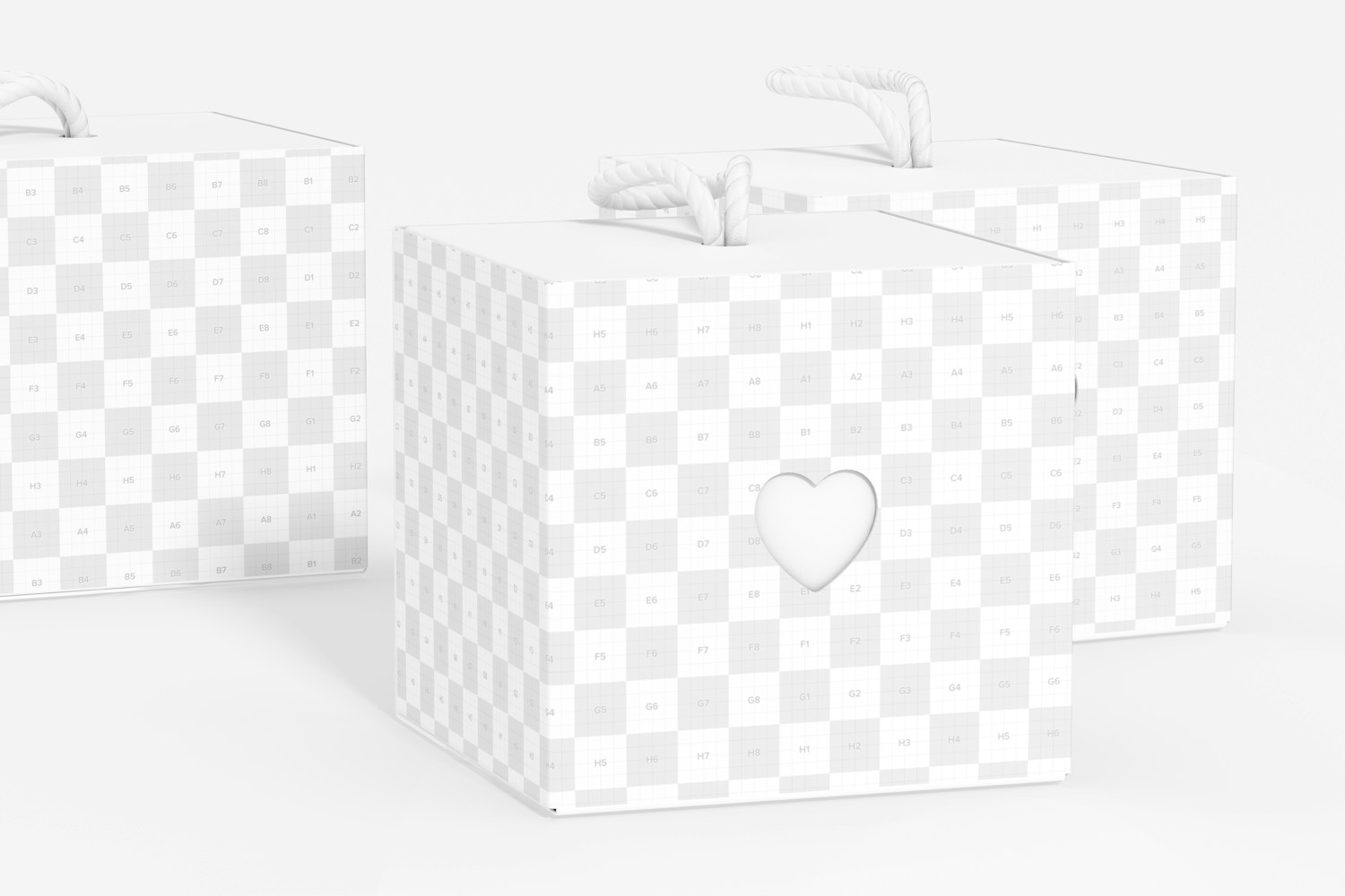 Maqueta de Cajas Kraft Cúbica Con Corazón