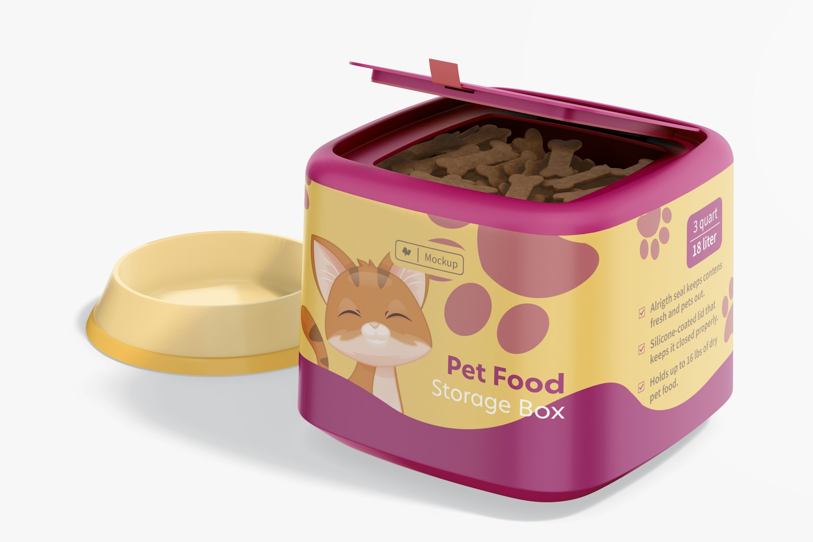 Pet Food Storage Box Mockup