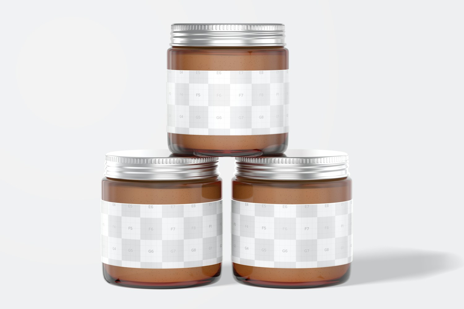 Amber Jars with Metallic Cap Mockup, Front View