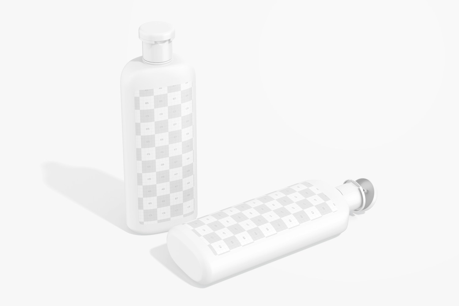 400 ml Shampoo Bottles Mockup, Standing and Dropped