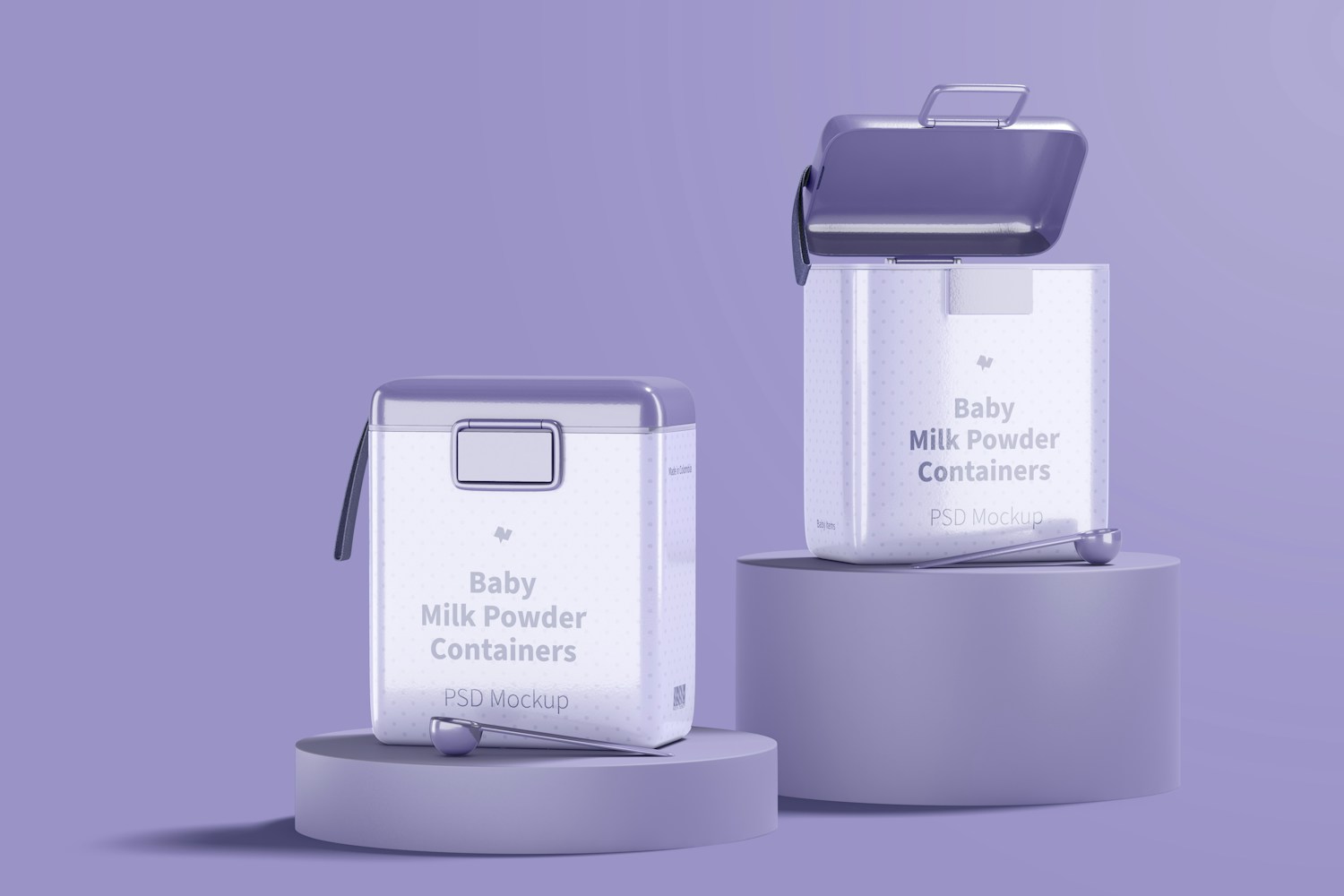 Large Baby Milk Powder Containers Mockup, Perspective