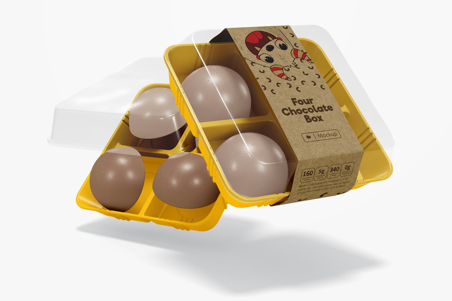 Four Chocolate Boxes Mockup, Falling Four Chocolate Boxes Mockup, Falling