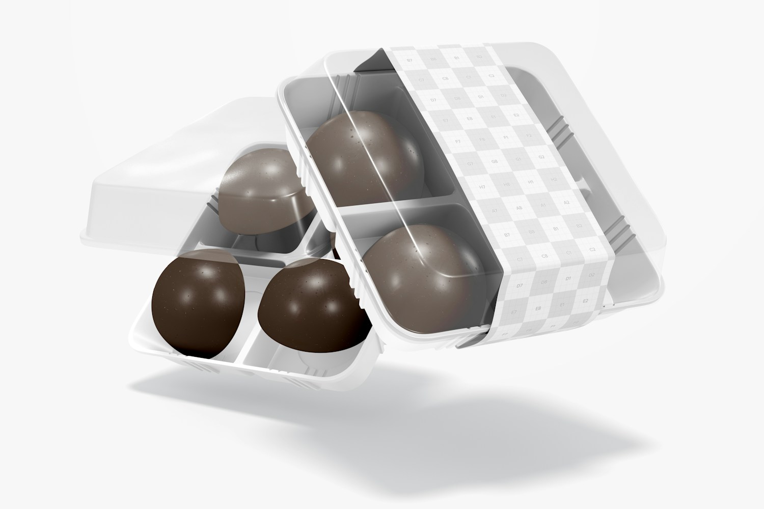 Four Chocolate Boxes Mockup, Falling Four Chocolate Boxes Mockup, Falling