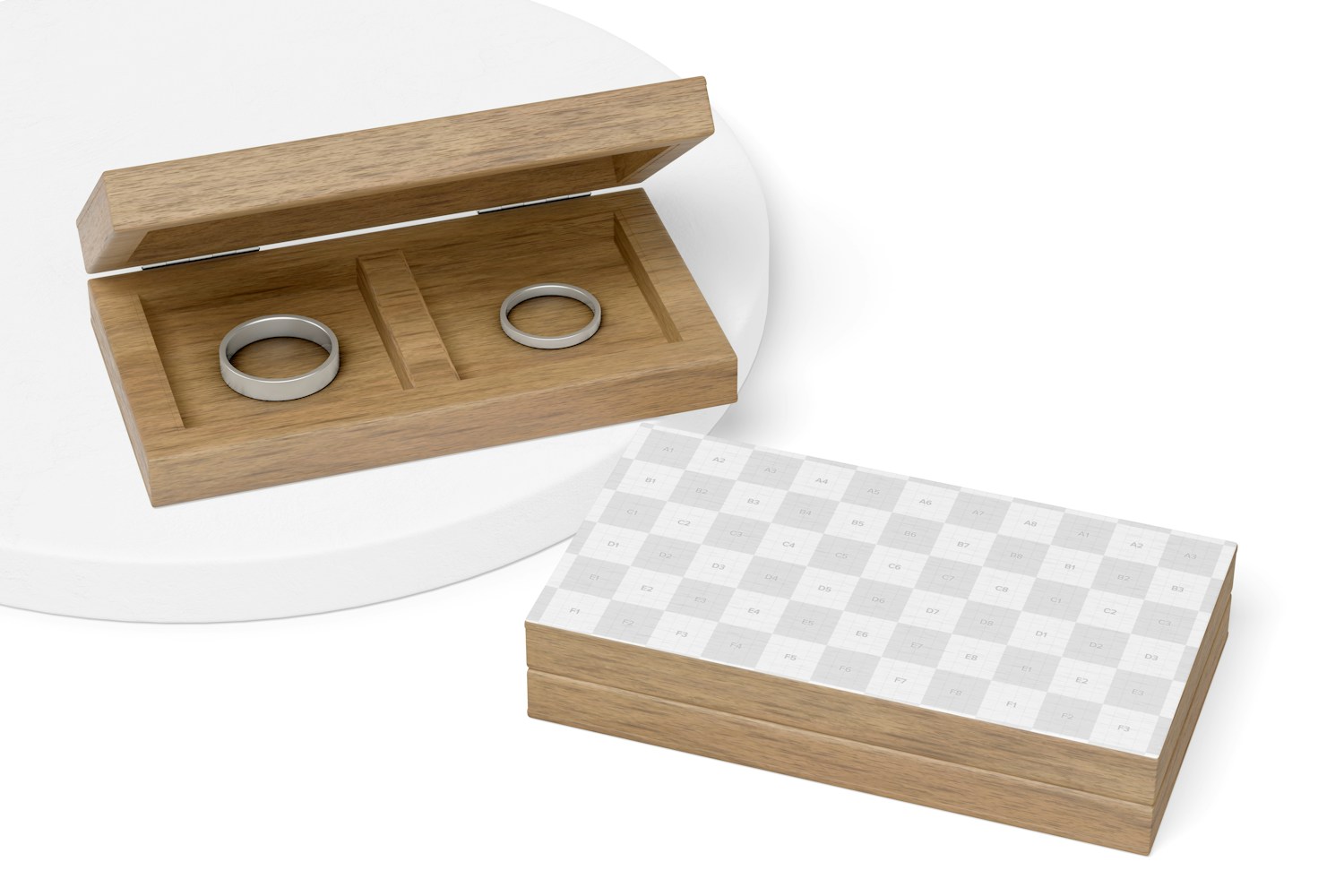Wooden Ring Boxes Mockup, Perspective