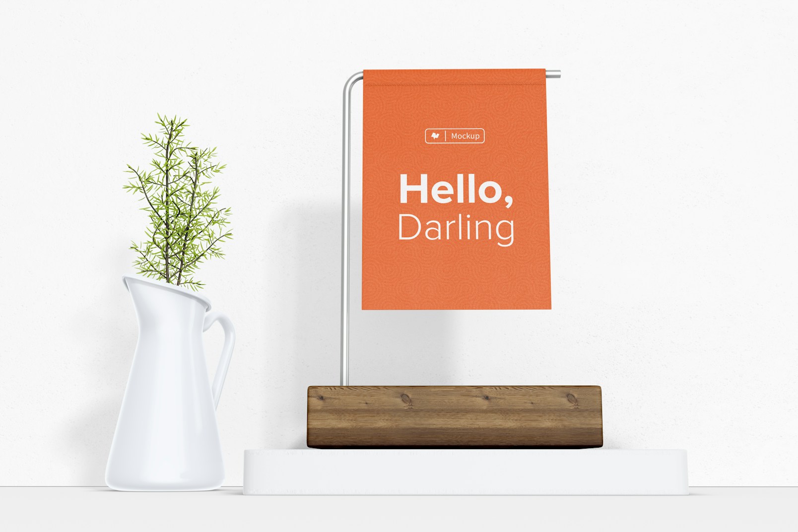 Table Hanging Sign Mockup, Front View