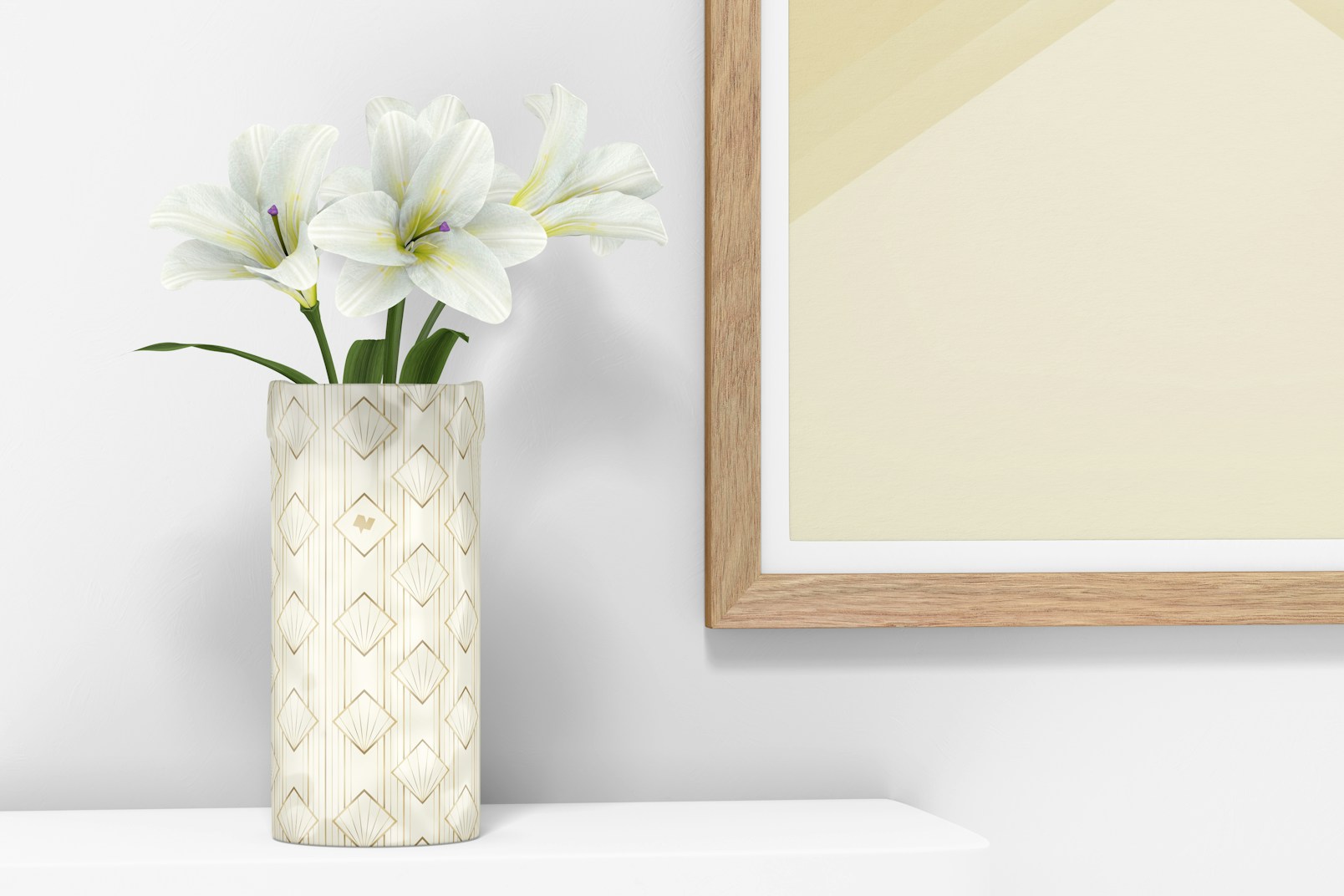 Ceramic Flower Vase with Frame Mockup