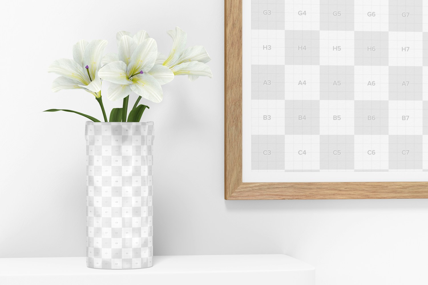 Ceramic Flower Vase with Frame Mockup