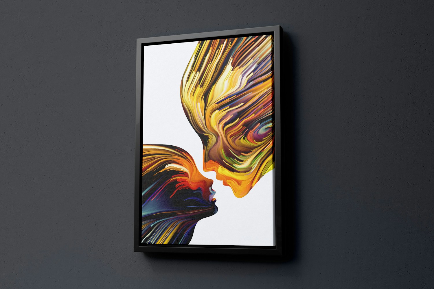 2:3 Portrait Canvas Mockup in Floater Frame, Right View