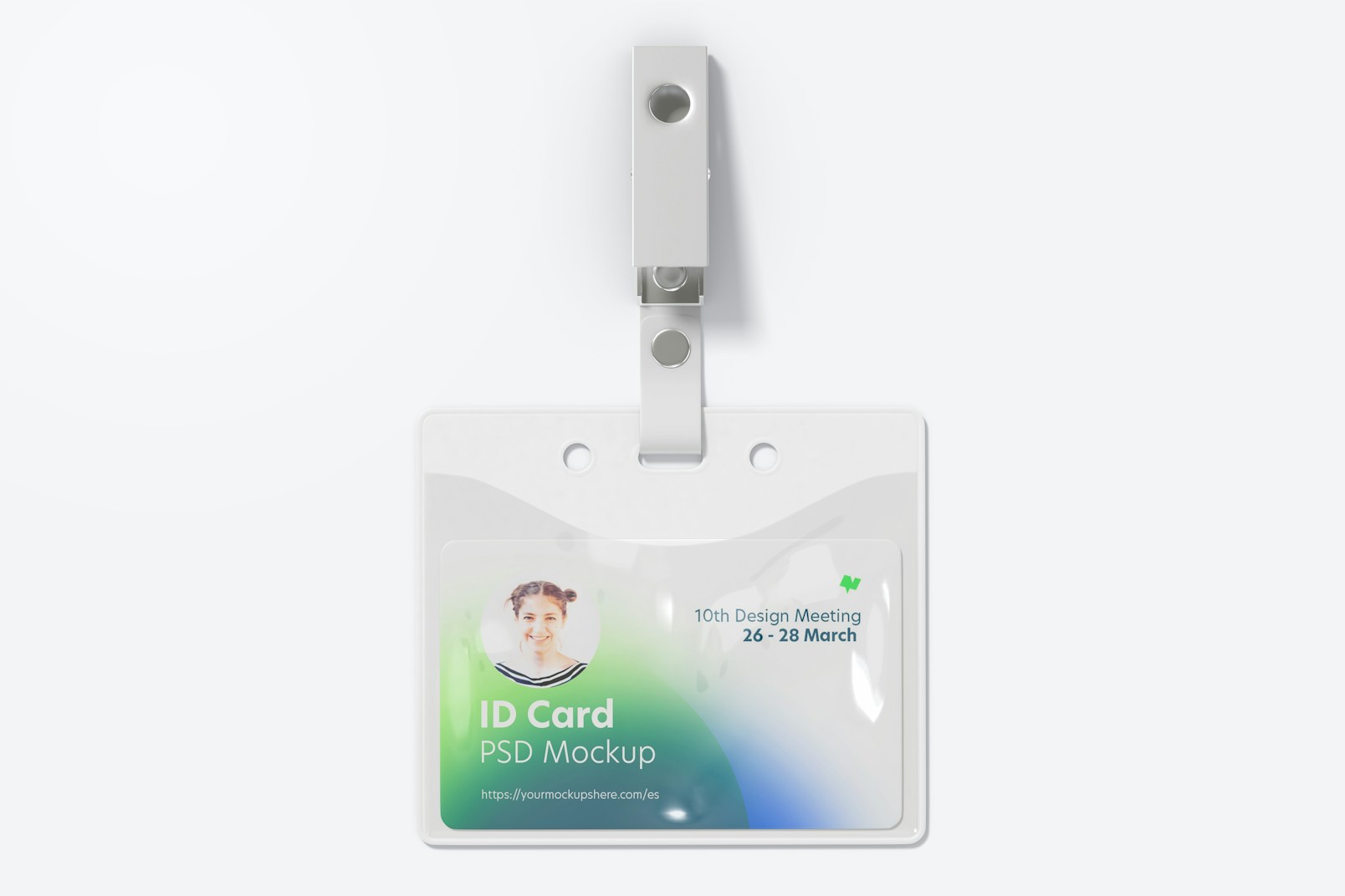 ID Card with Strap Clip Mockup