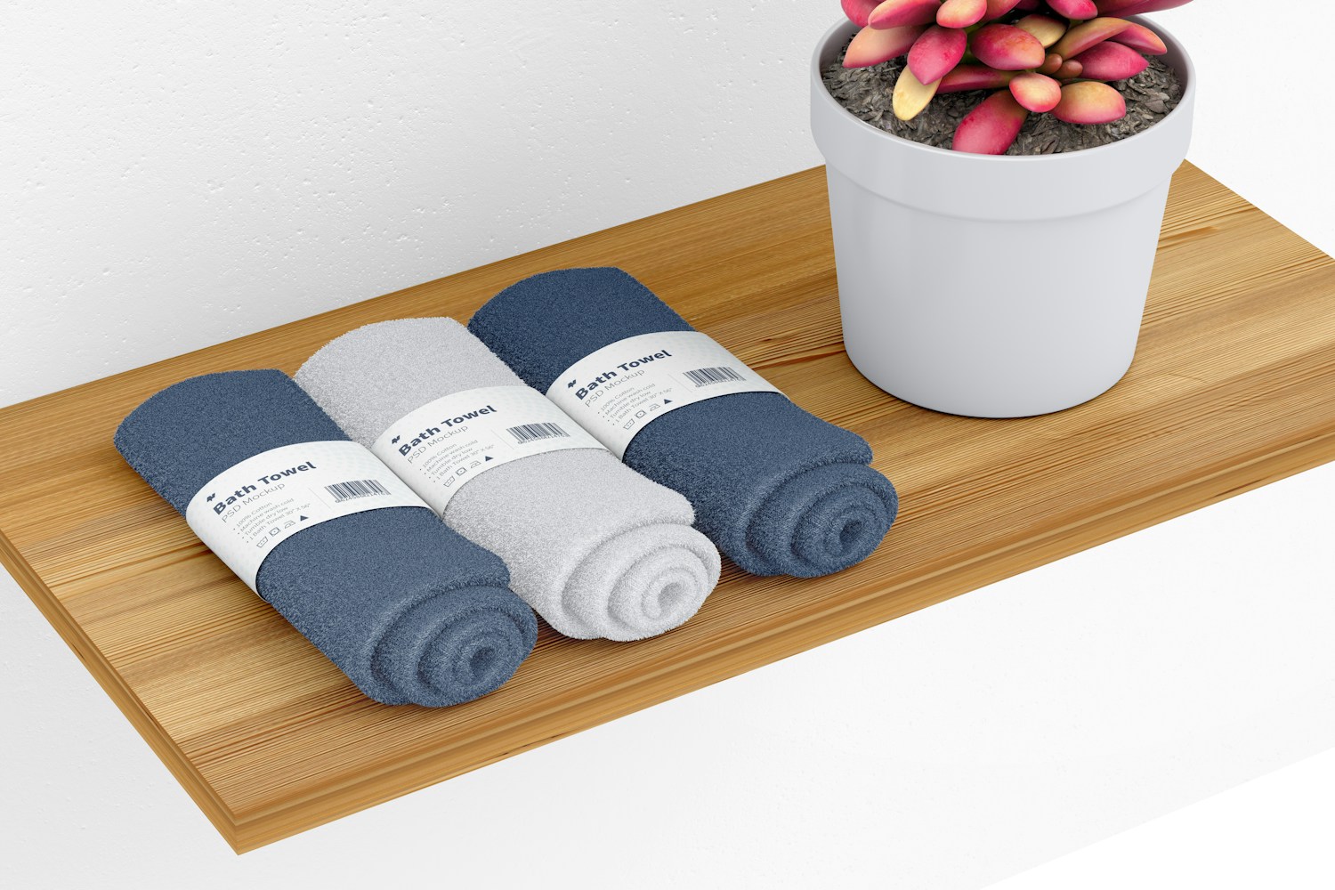 Bath Towels Mockup, on Shelf