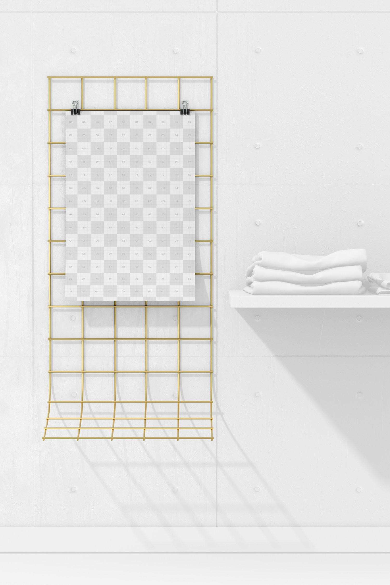 Wall Clothing Store Rack Mockup, Front View