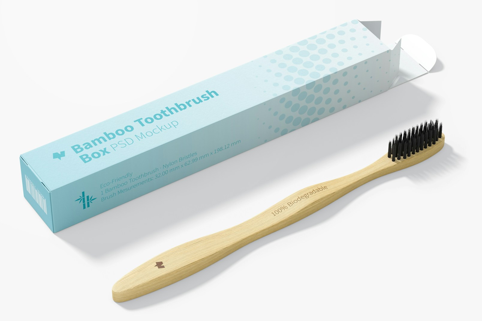 Bamboo Toothbrush with Box Mockup