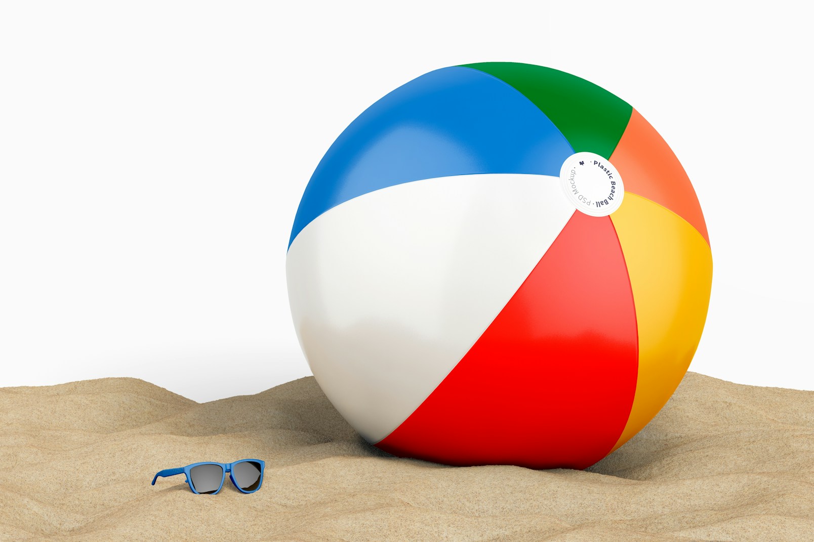 Plastic Beach Ball with Sunglasses Mockup