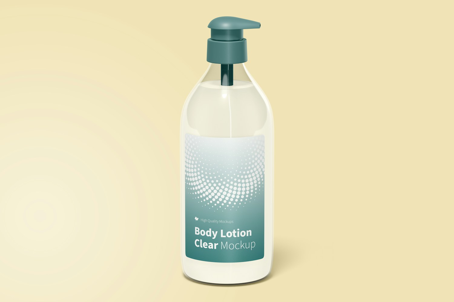Body Lotion Clear Bottle Mockup, Front View
