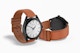 Watch with Leather Band Mockup, Standing and Dropped