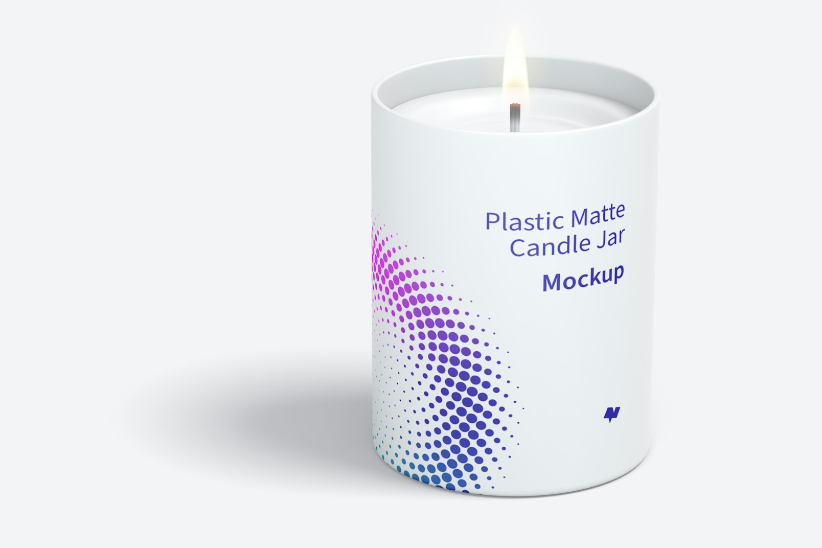 Plastic Matte Candle Jar Mockup, Front View