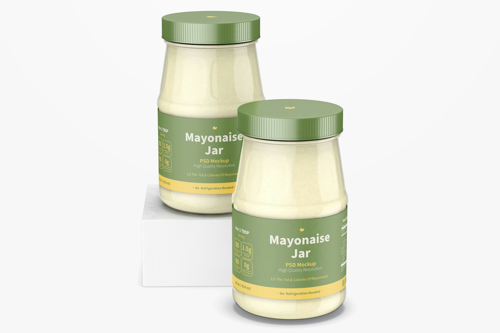 14 oz Mayonnaise Jars Mockup