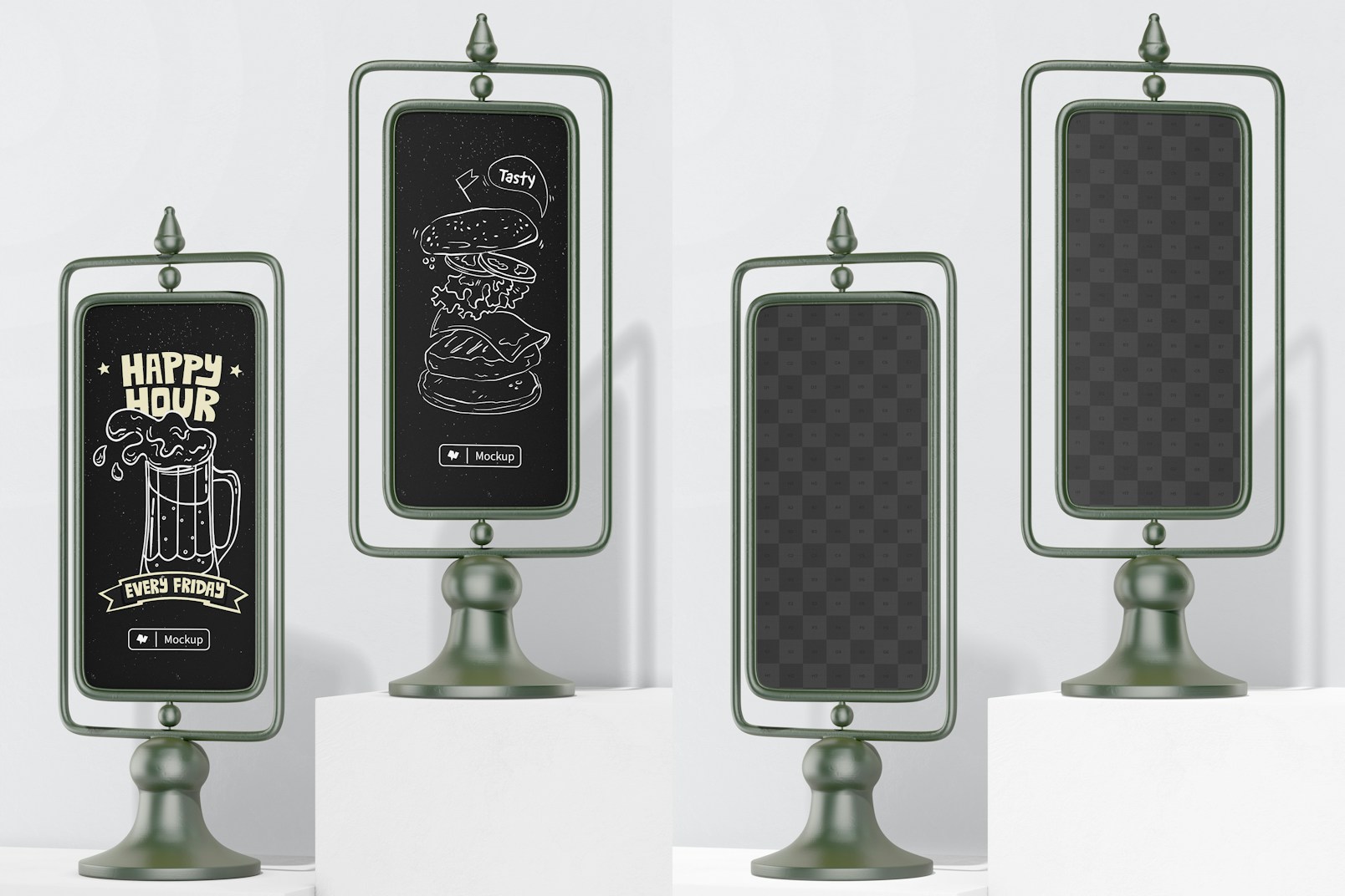 2 Sided Chalkboards on Stand Mockup