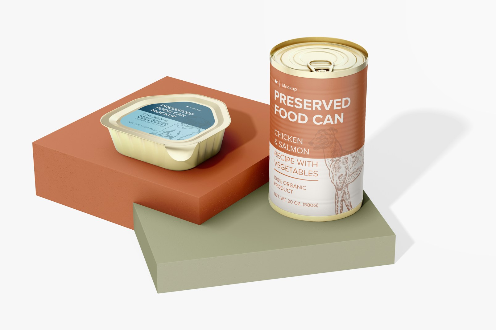 Preserved Food Can Mockup, on Podium