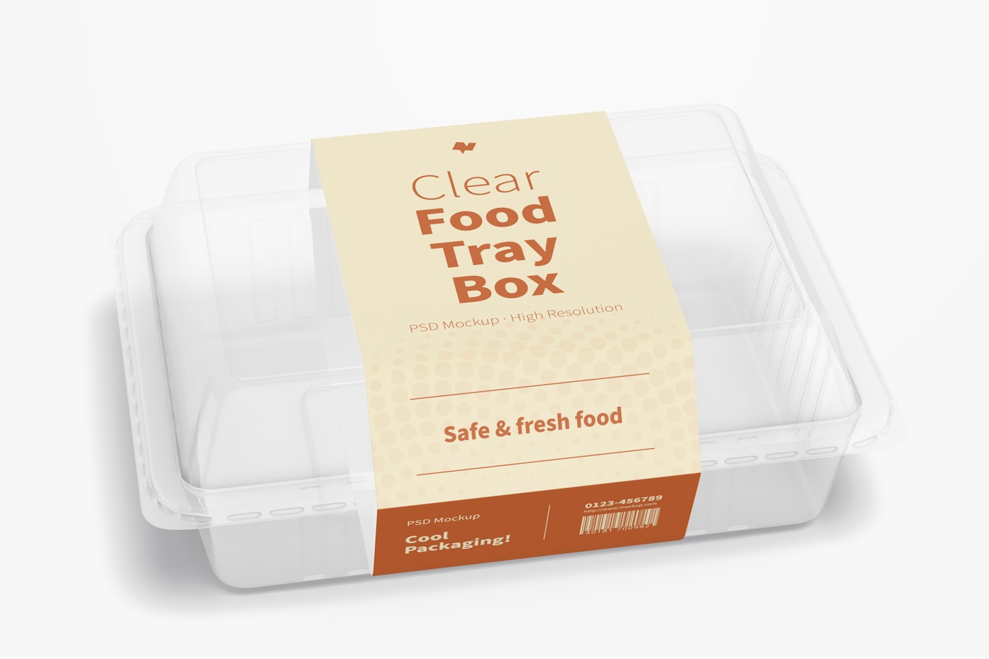 Clear Food Tray Box Mockup, Front View