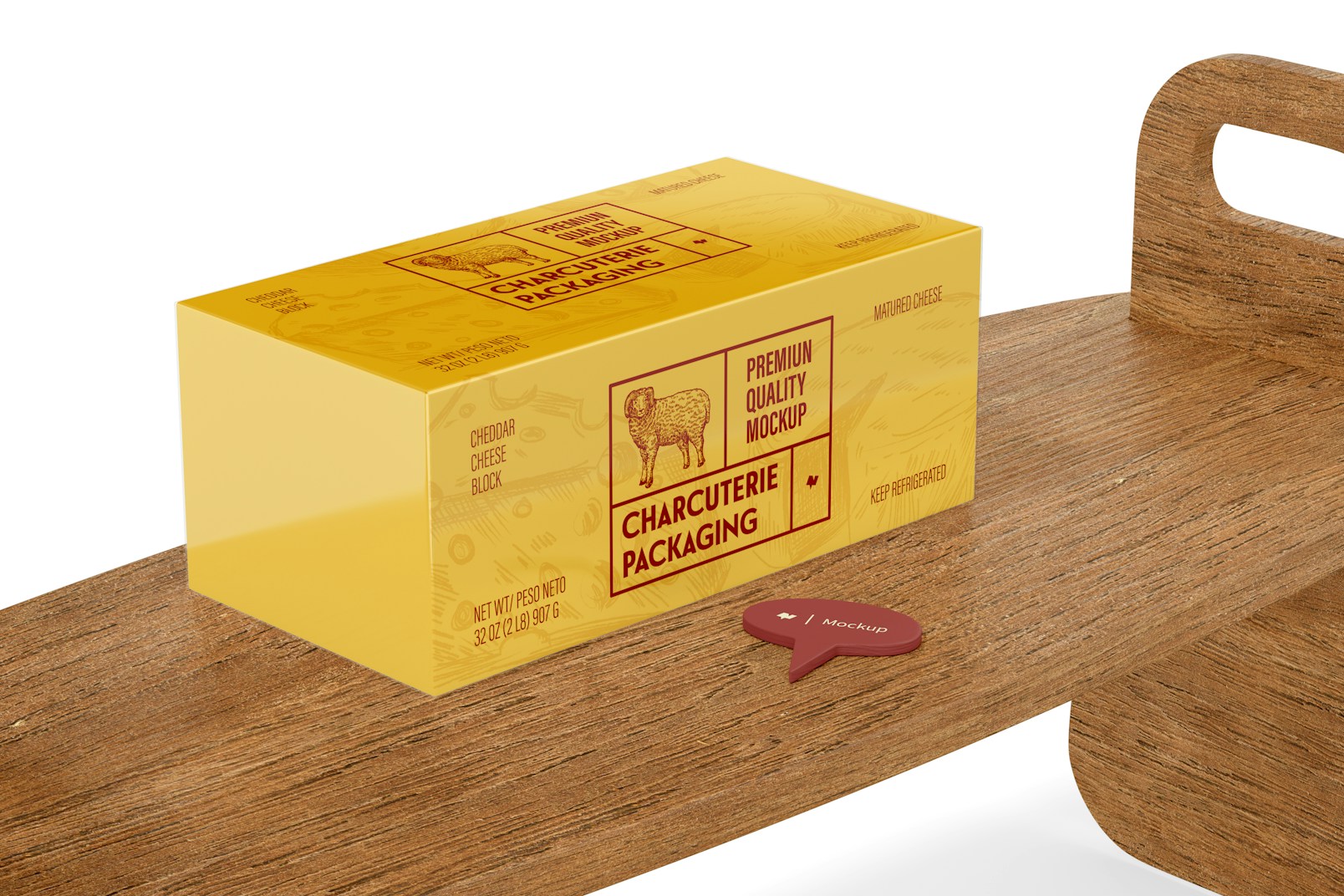 Cheddar Cheese Block Mockup, on Surface
