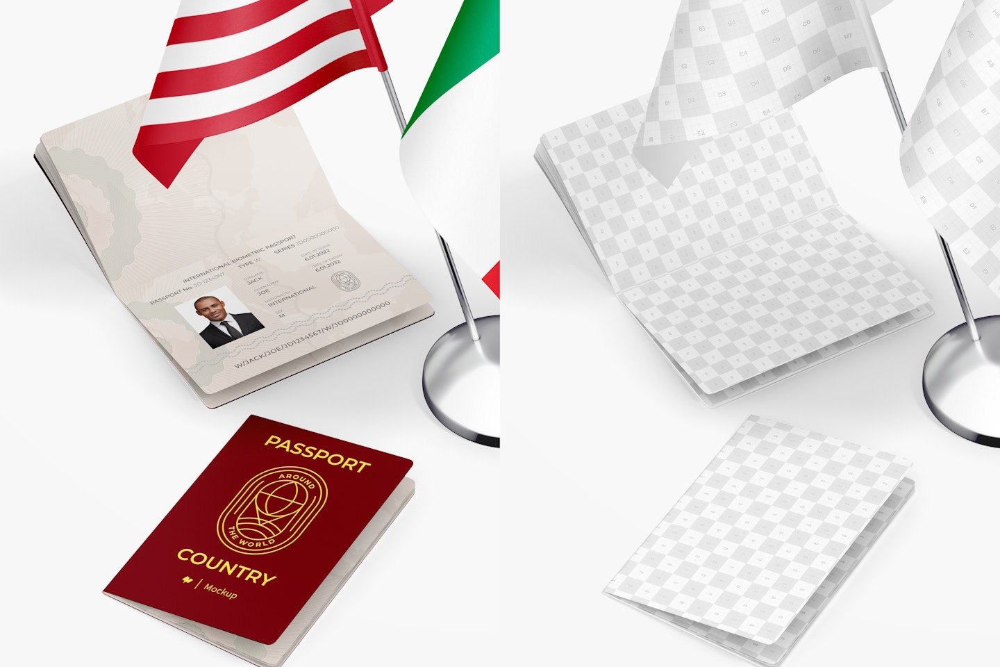 Passports Mockup, with Flag