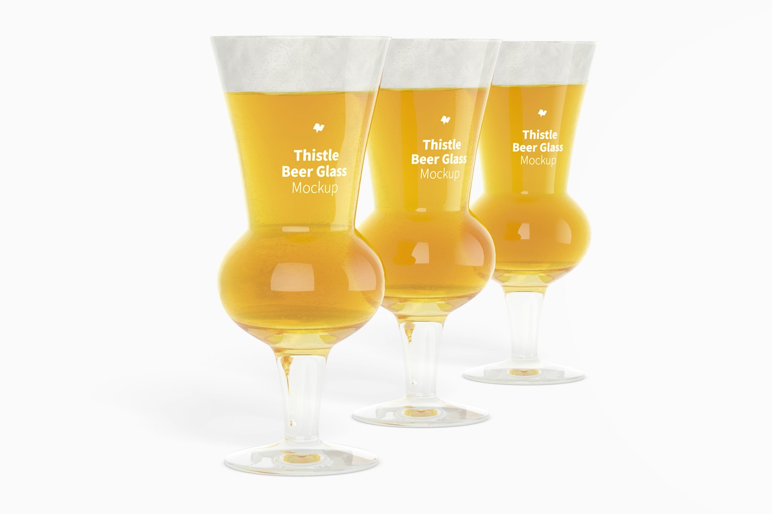 Thistle Beer Glasses Mockup, Perspective