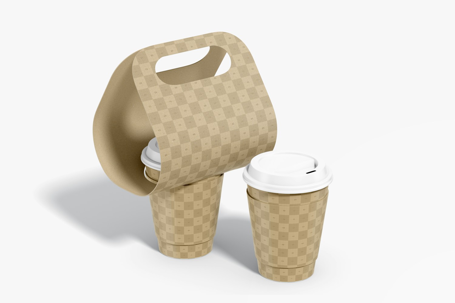 Coffe Cups Paper Holder Mockup, Perspective