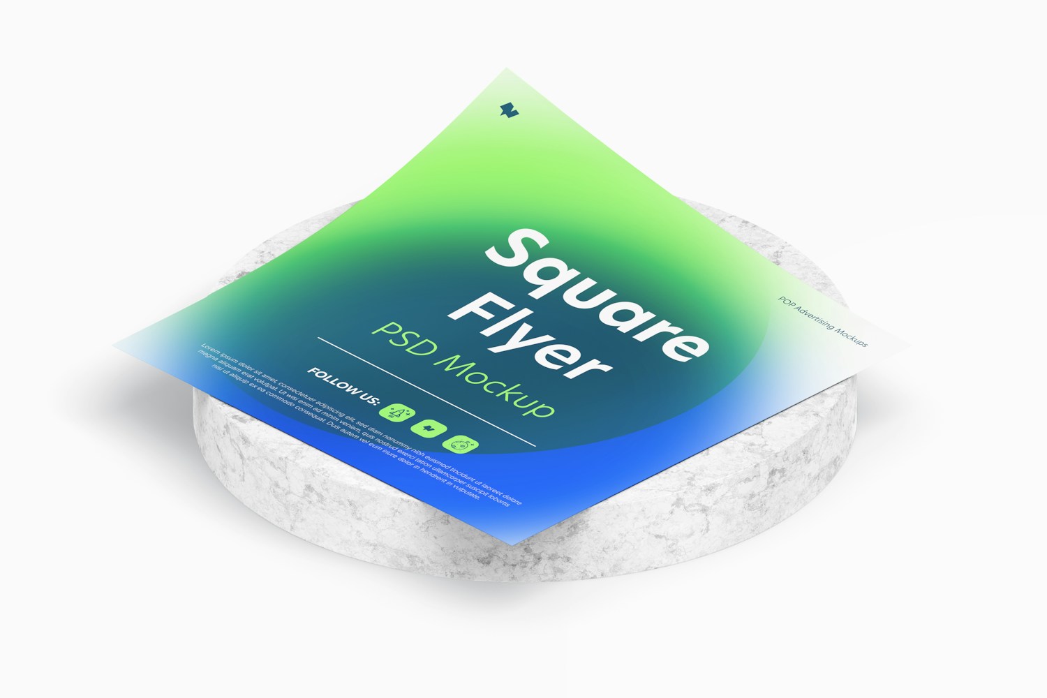Square Flyer Mockup, Isometric View