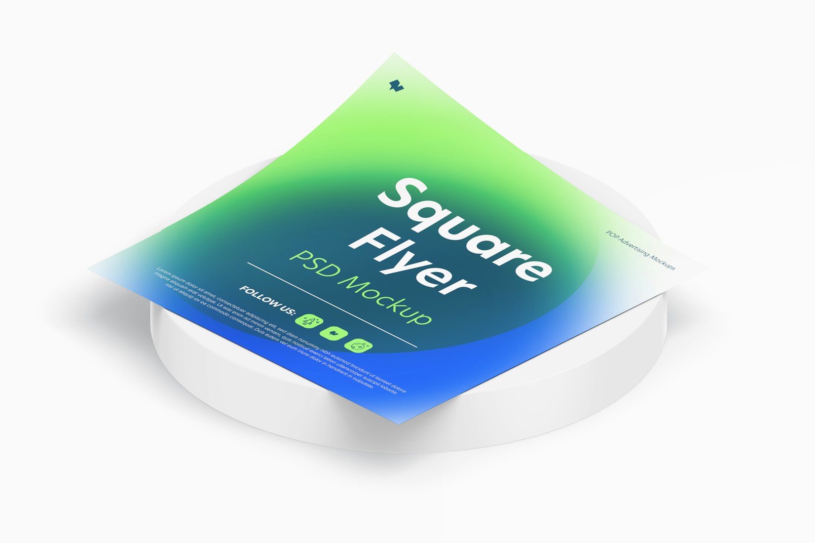 Square Flyer Mockup, Isometric View