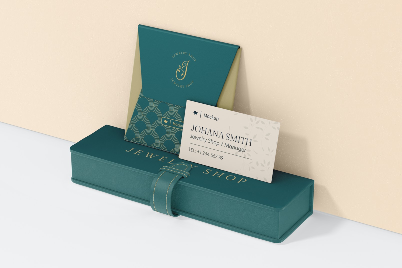 Jewelry Packaging and Stationery Mockup, Leaned