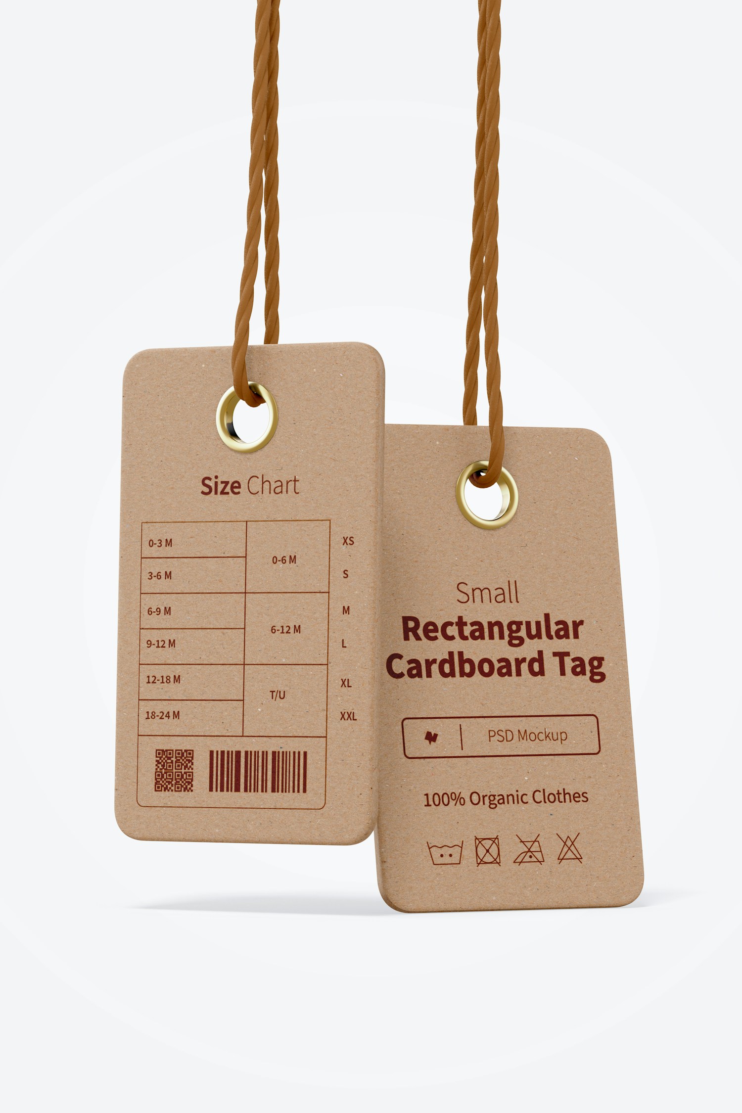 Small Rectangular Cardboard Tags Mockup, Hanging