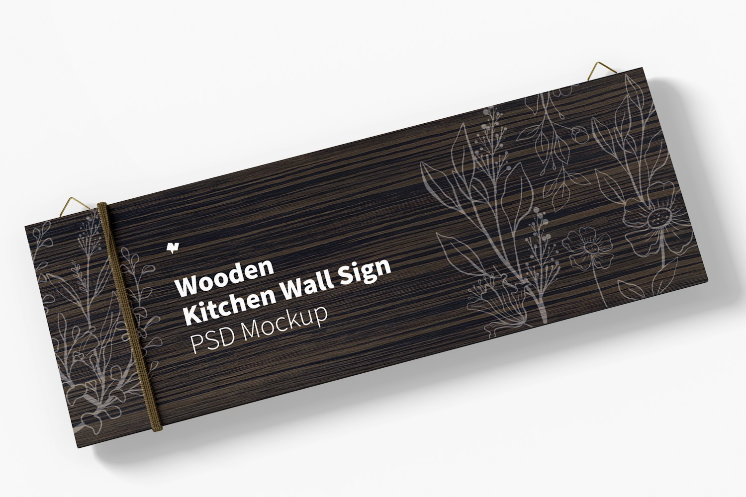 Wooden Kitchen Wall Sign Mockup, Top View