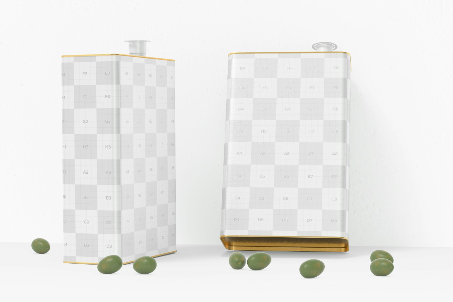 Customize your design in this mockup with two olive tin cans.