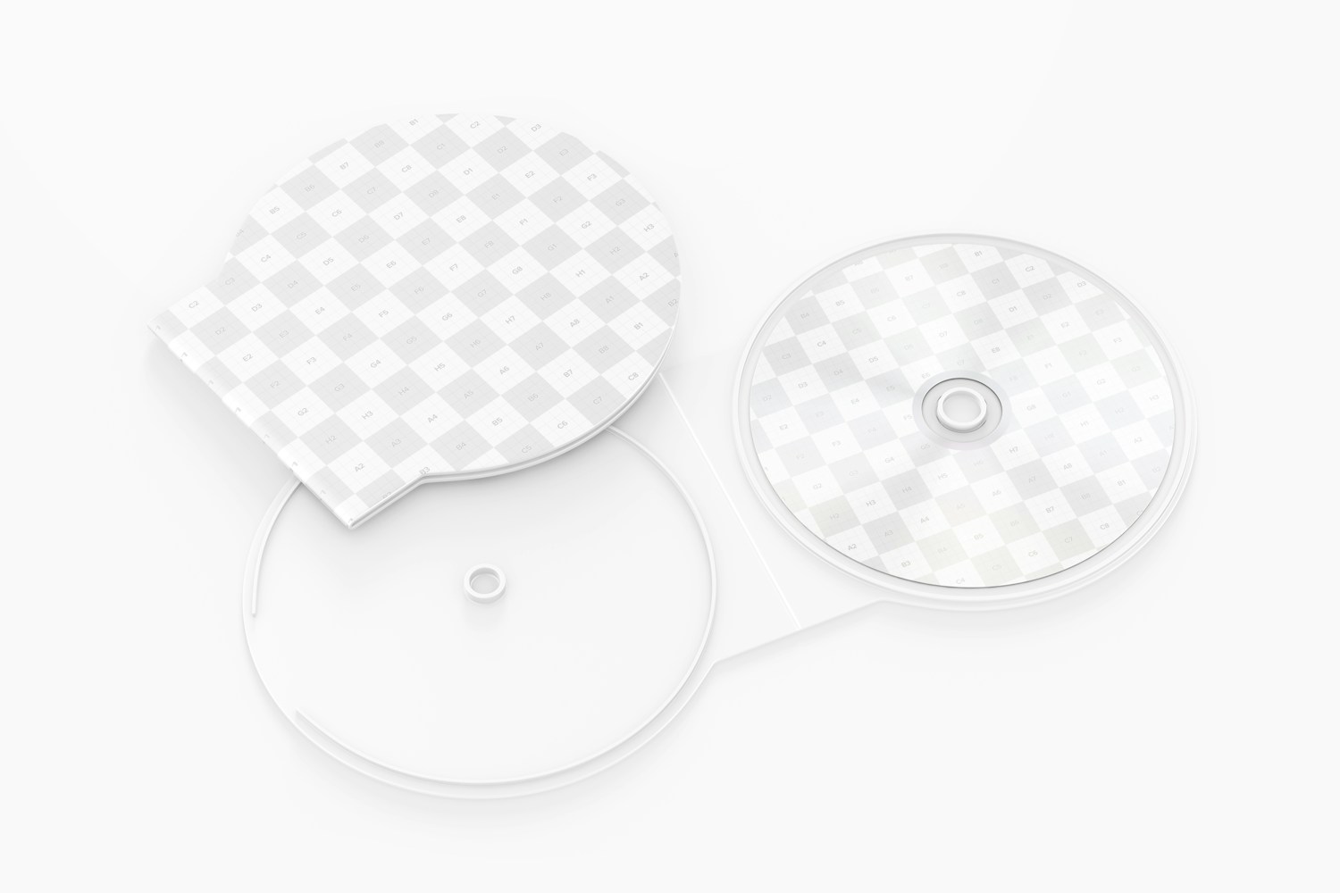 Round Plastic CD Cases Mockup, Opened and Closed