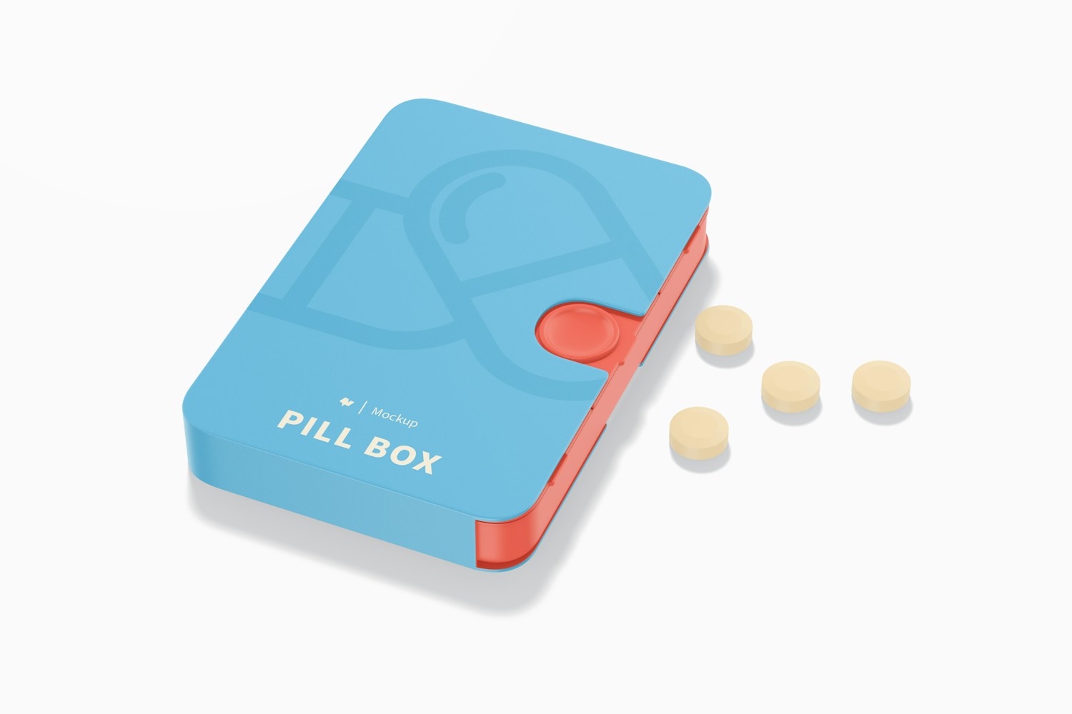 Pill Box with Case Mockup, Perspective