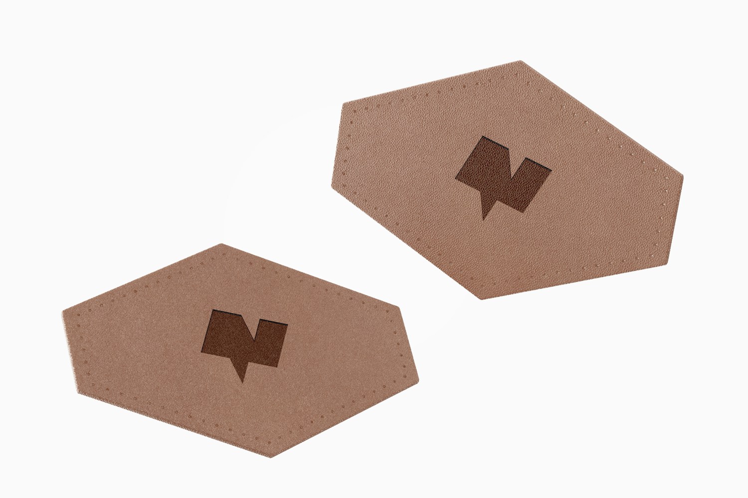 Hexagonal Leather Tags Mockup